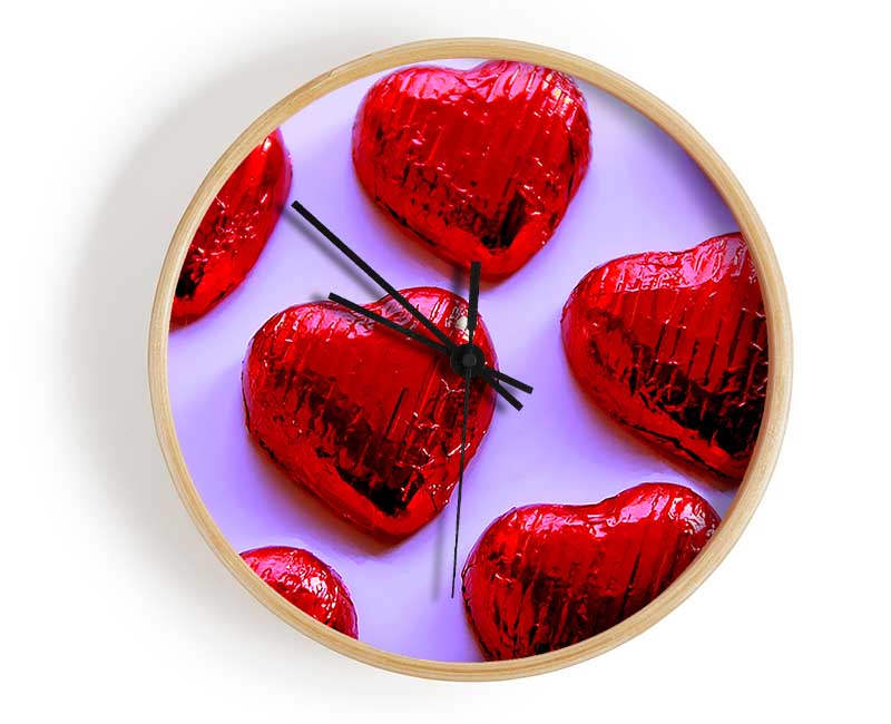 Red Chocolate Love Hearts Clock - Wallart-Direct UK