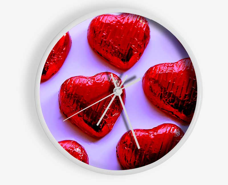 Red Chocolate Love Hearts Clock - Wallart-Direct UK