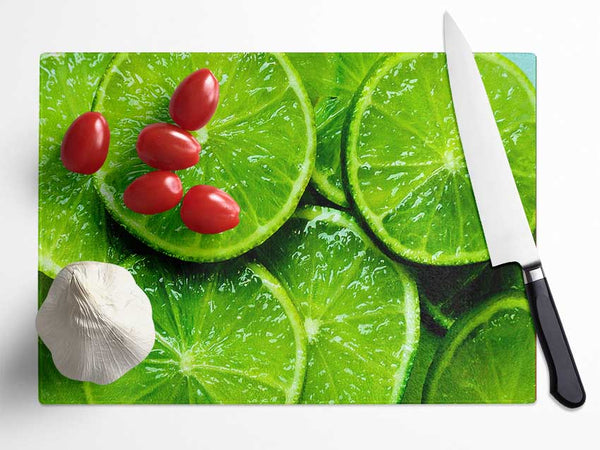 Lime Slices Glass Chopping Board