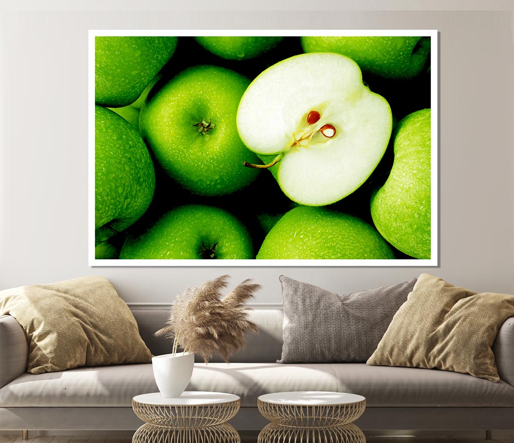 Green Apple Centre Print Poster Wall Art