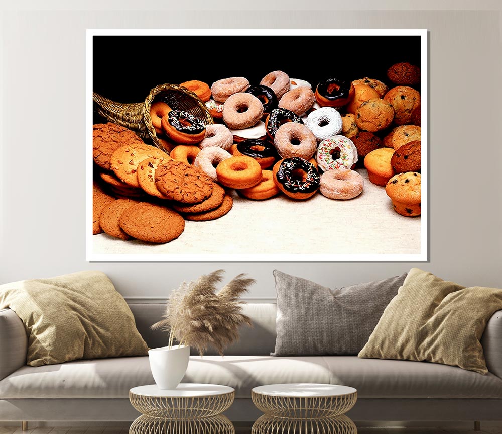 Donuts And Cookies Print Poster Wall Art