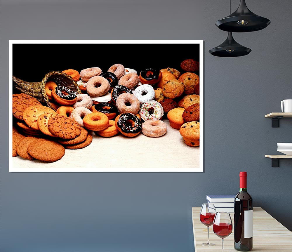 Donuts And Cookies Print Poster Wall Art