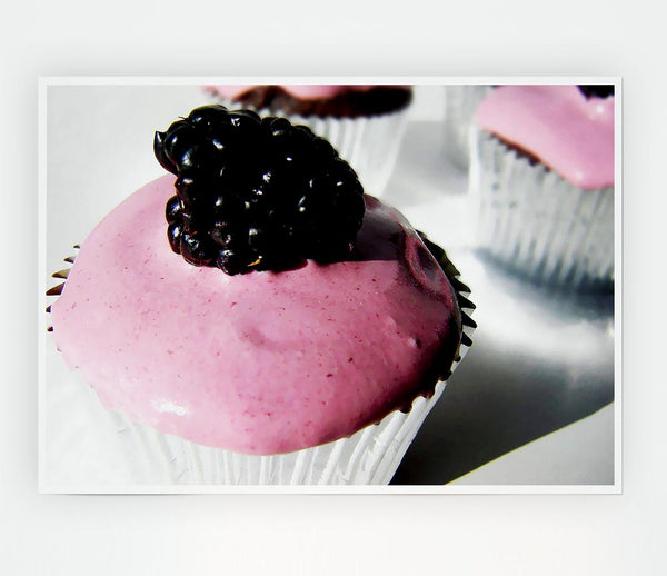 Blackberry Cupcake Print Poster Wall Art