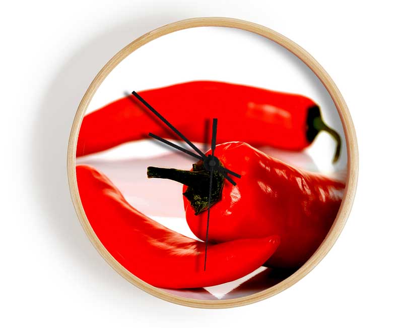 Red Pepper Trio Clock - Wallart-Direct UK