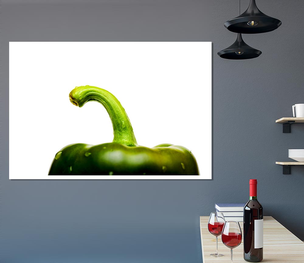 Green Pepper Head Print Poster Wall Art