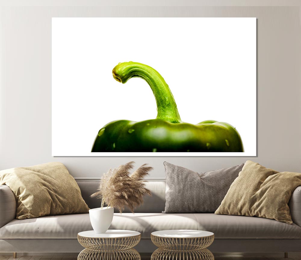 Green Pepper Head Print Poster Wall Art