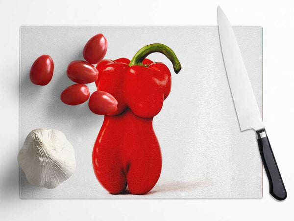 Red Hot Pepper Glass Chopping Board