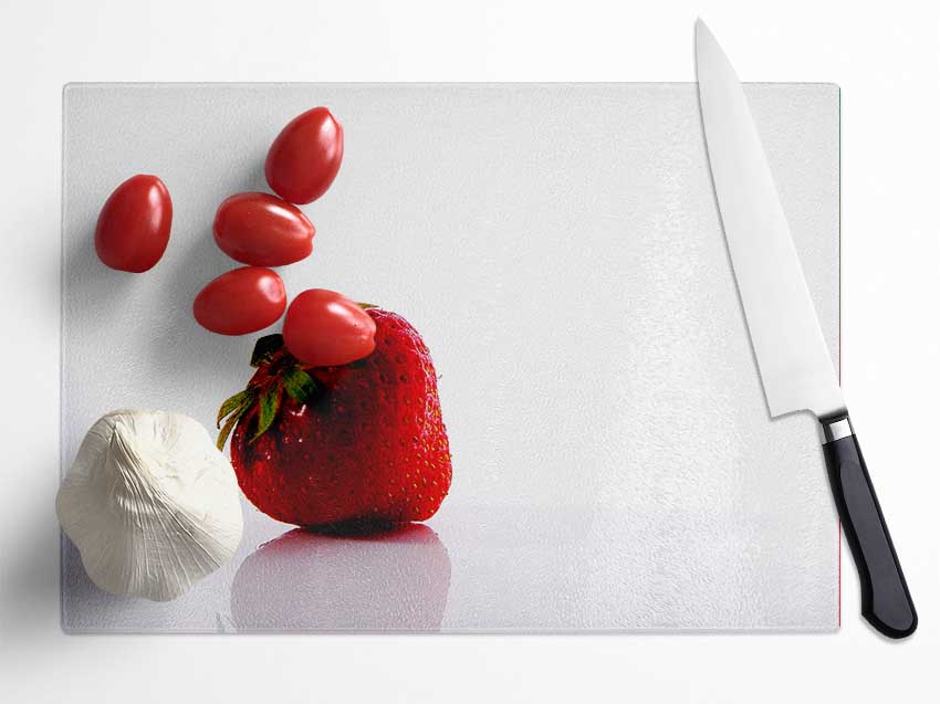 Lonely Strawberry Glass Chopping Board