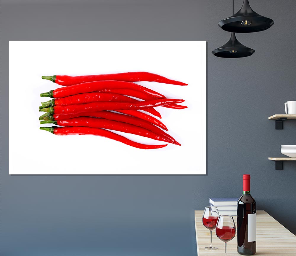 Fire Red Peppers Print Poster Wall Art