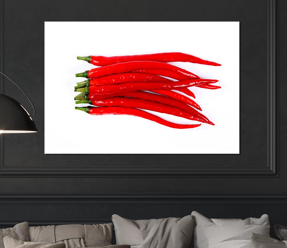 Fire Red Peppers Print Poster Wall Art