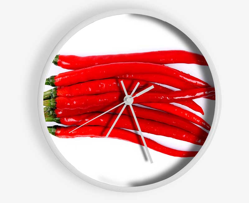 Fire Red Peppers Clock - Wallart-Direct UK