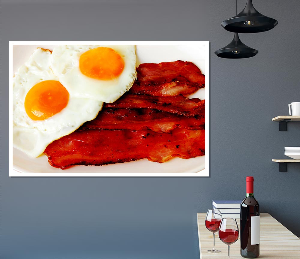 Eggs And Bacon Print Poster Wall Art