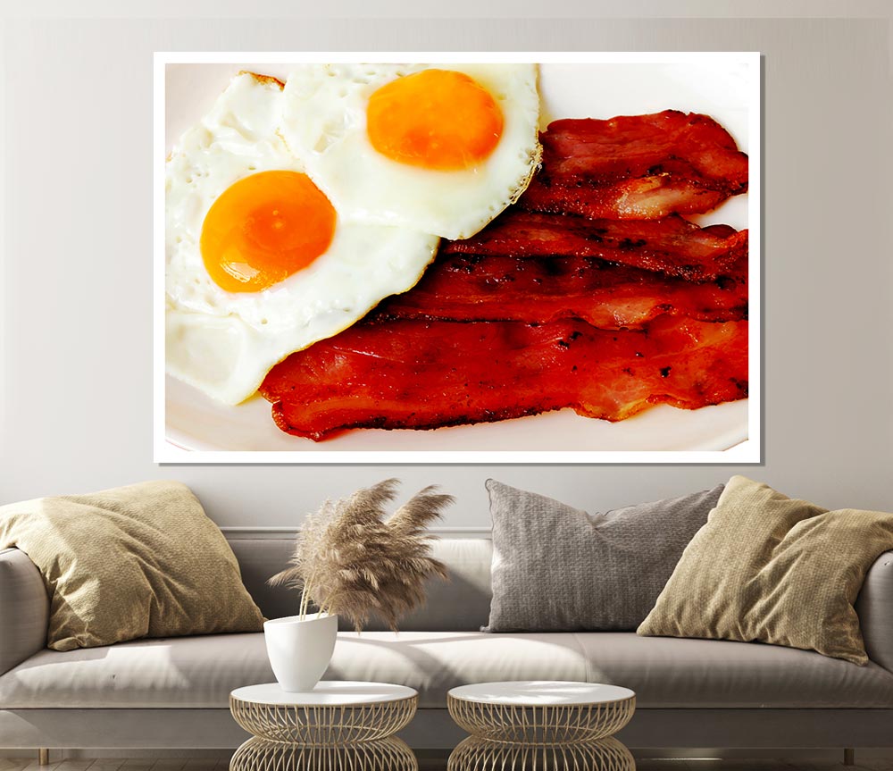 Eggs And Bacon Print Poster Wall Art