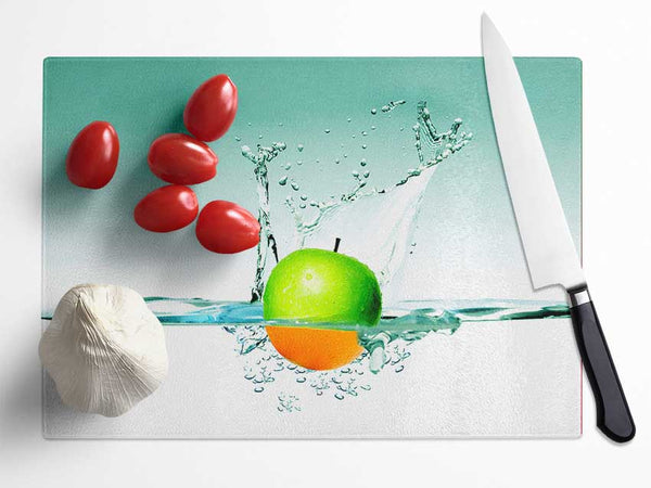 Orange Or Apple Splash Glass Chopping Board