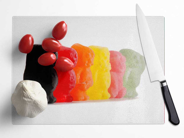 Jelly Baby Smiles Glass Chopping Board