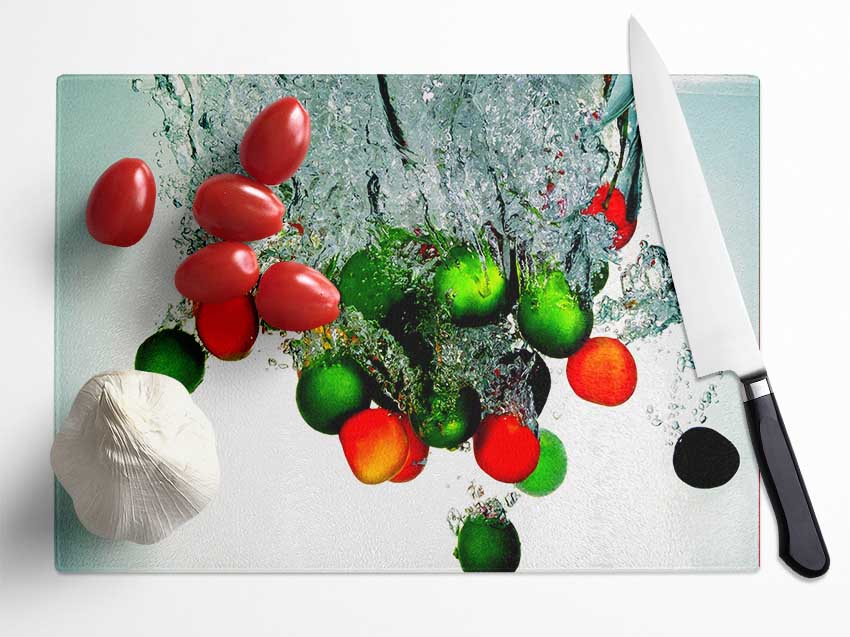 Water Splash Fruit Glass Chopping Board