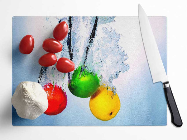 Fruit Trio Splash Glass Chopping Board