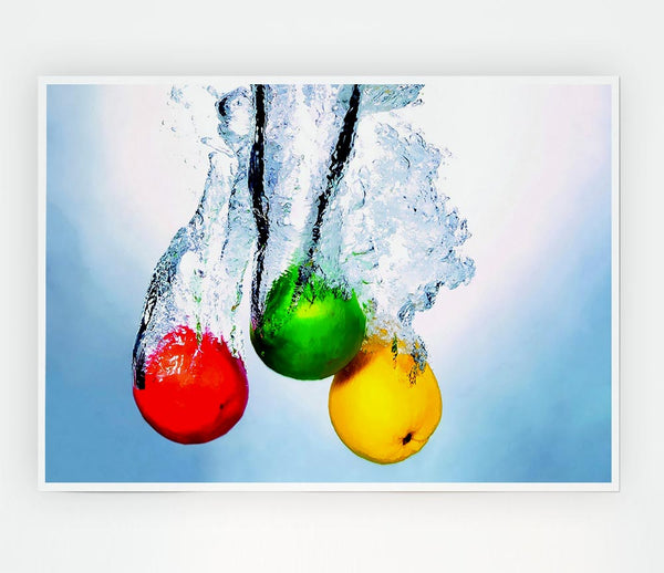 Fruit Trio Splash Print Poster Wall Art