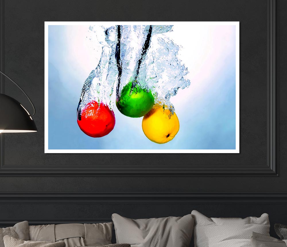 Fruit Trio Splash Print Poster Wall Art