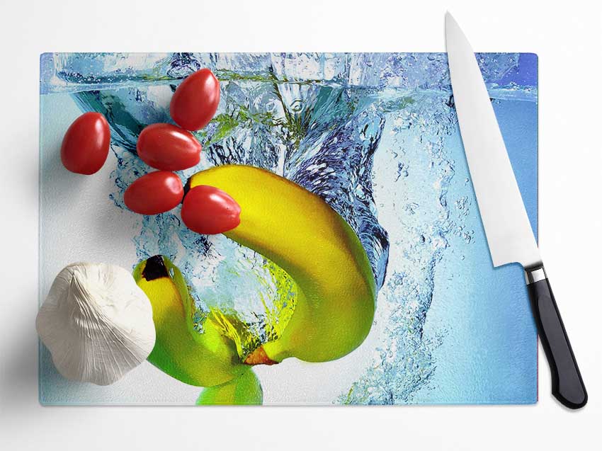 Banana Splash Glass Chopping Board