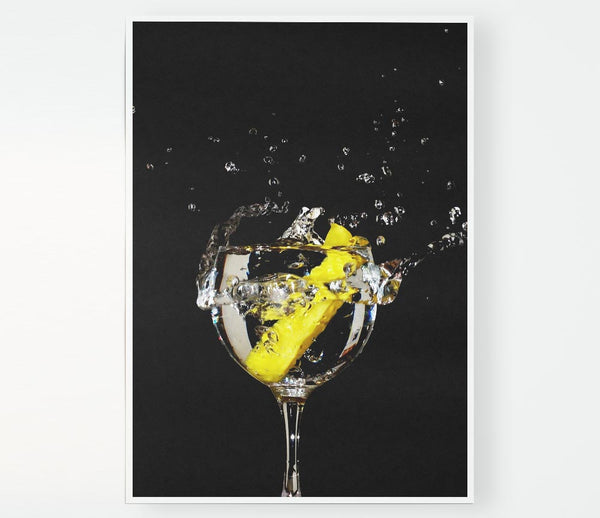 Gin And Tonic Lemon Splash Print Poster Wall Art