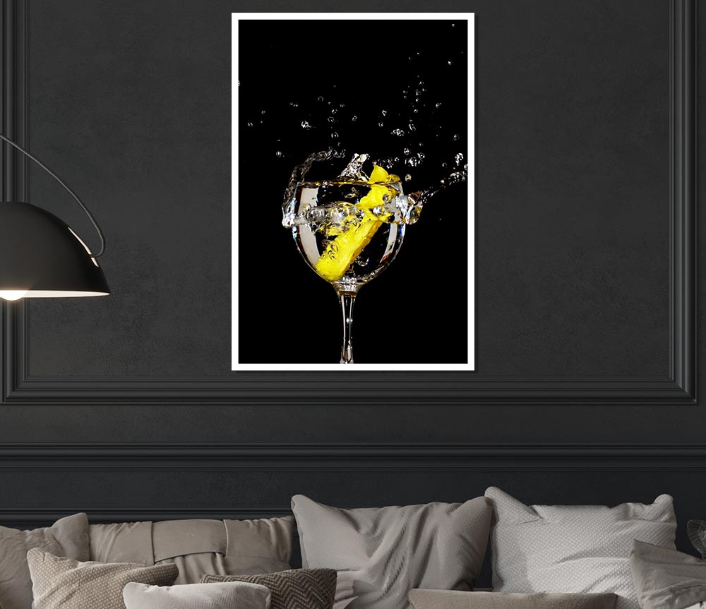 Gin And Tonic Lemon Splash Print Poster Wall Art