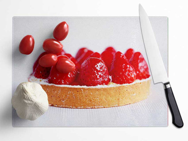 Strawberry Tart Glass Chopping Board