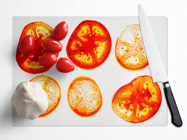 Tomato Slices Glass Chopping Board