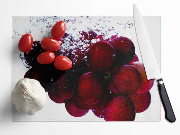 Water Splash Grapes Glass Chopping Board