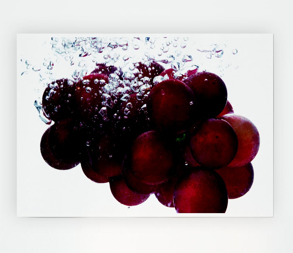 Water Splash Grapes Print Poster Wall Art