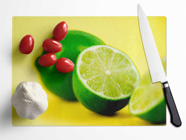 Lime Halves Glass Chopping Board