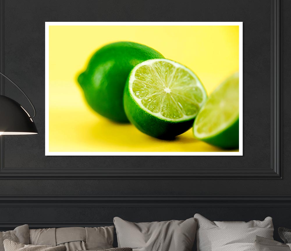 Lime Halves Print Poster Wall Art