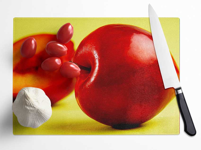 Stunning Red Peach Glass Chopping Board