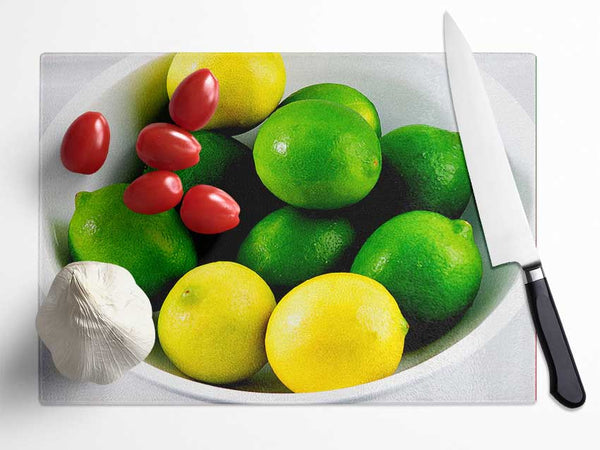 Lemon And Limes Glass Chopping Board