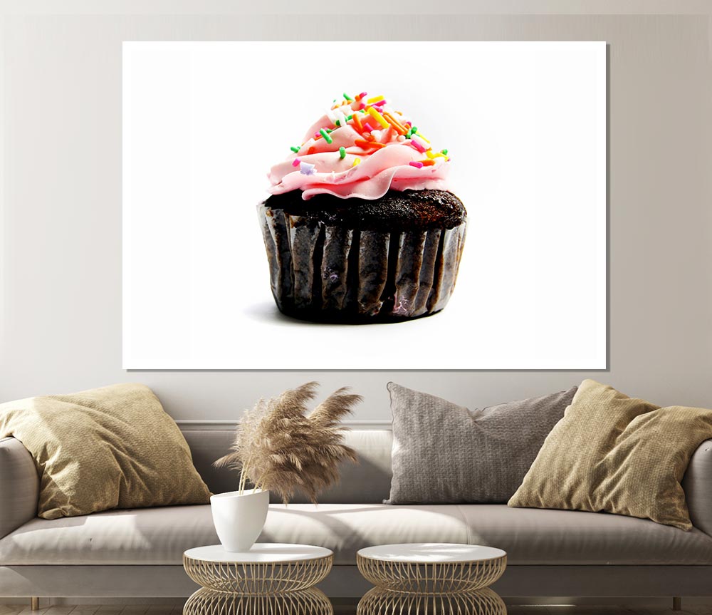 Chocolate Pink Cupcake Print Poster Wall Art