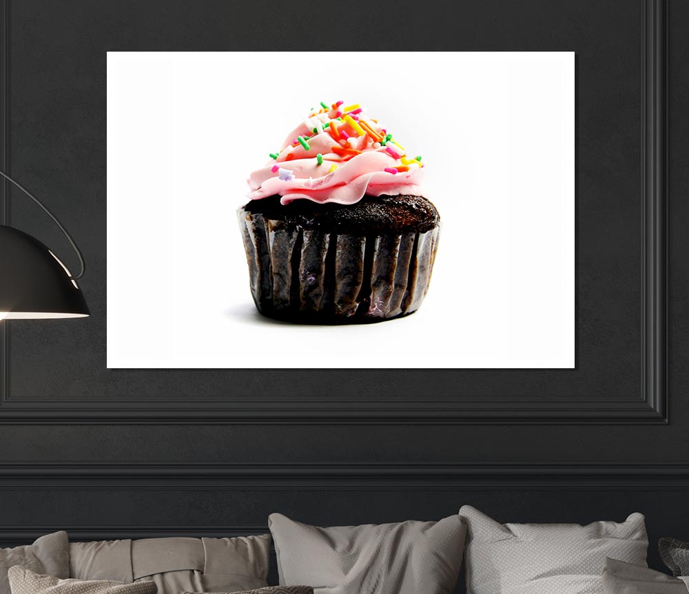 Chocolate Pink Cupcake Print Poster Wall Art