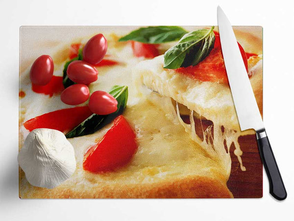 Cheese And Tomato Pizza Glass Chopping Board