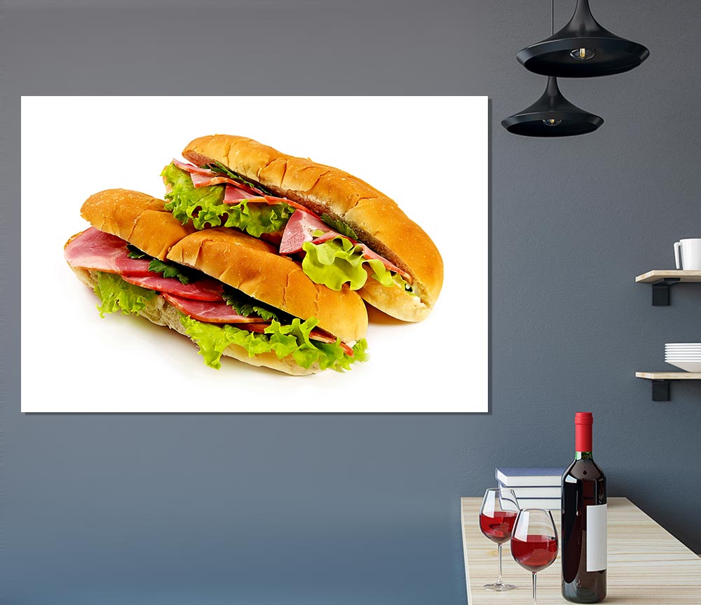 Ham Sandwiches Print Poster Wall Art