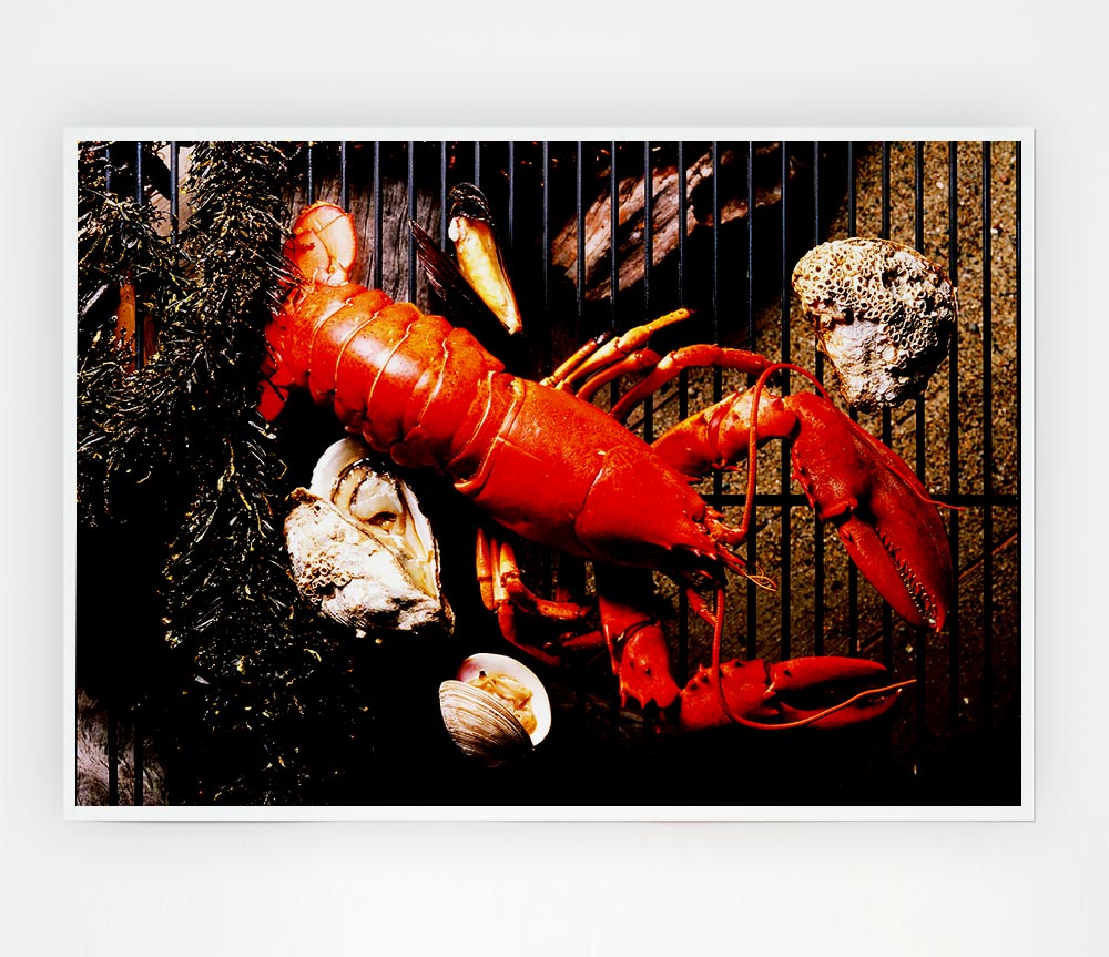 Lobster Barbeque Print Poster Wall Art