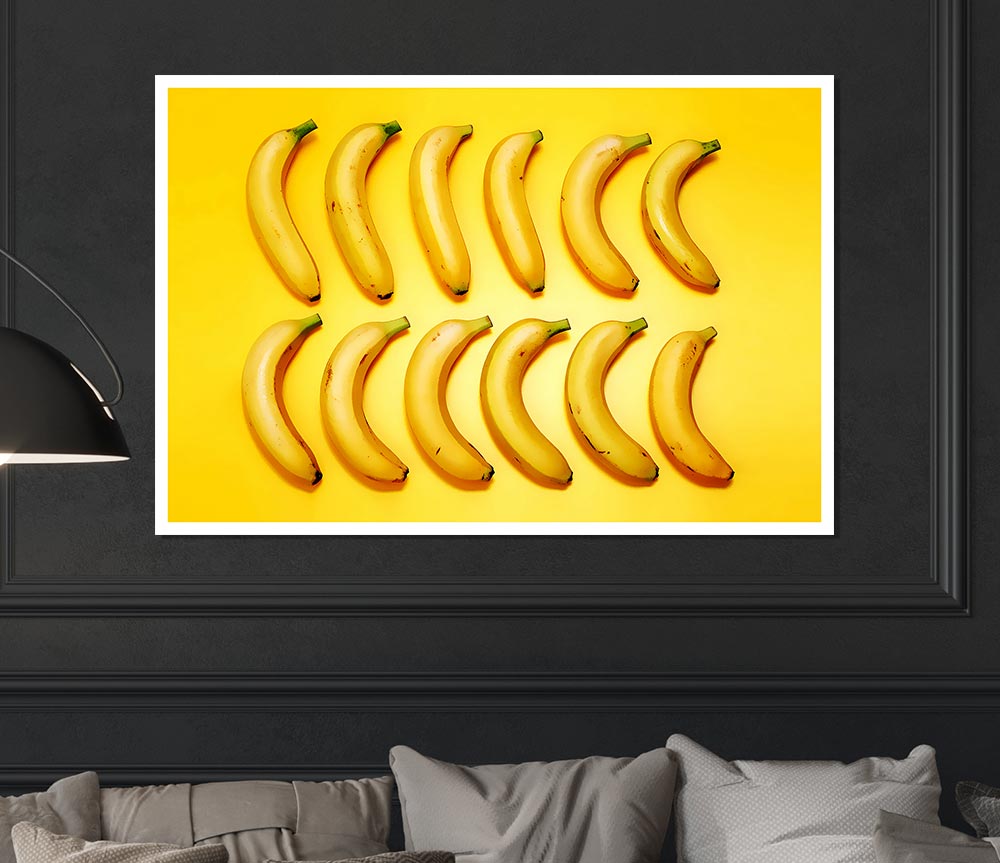 Banana Line Up Print Poster Wall Art