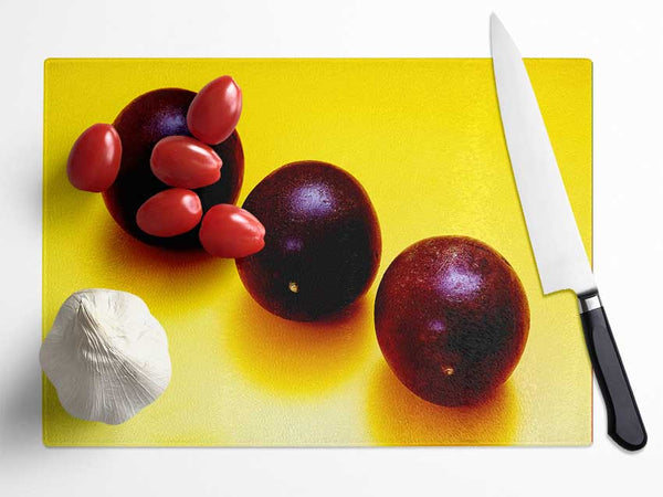 Plums Trio Glass Chopping Board