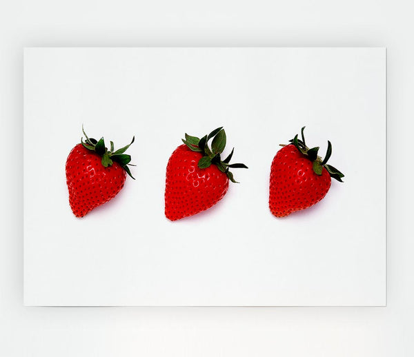 Trio Of Strawberrys Print Poster Wall Art