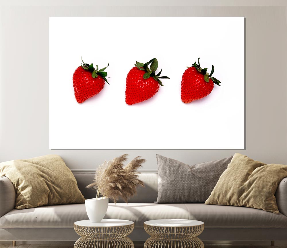 Trio Of Strawberrys Print Poster Wall Art