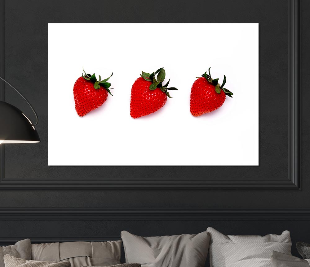 Trio Of Strawberrys Print Poster Wall Art