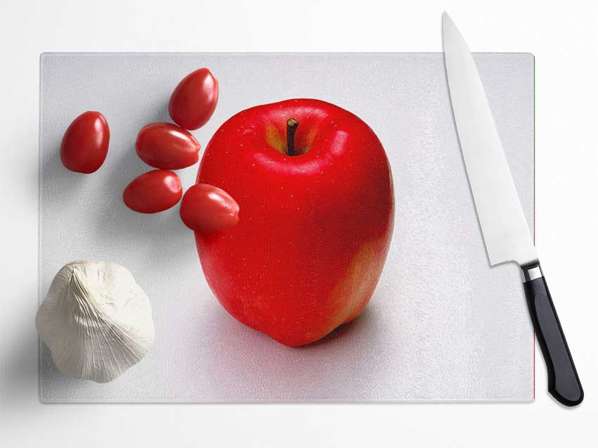 Single Red Apple Glass Chopping Board