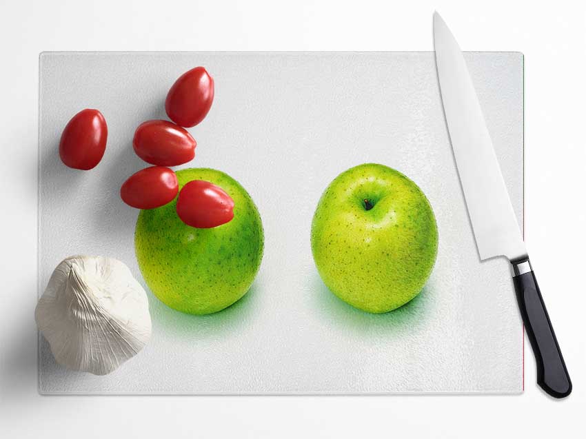 Apple Twins Glass Chopping Board