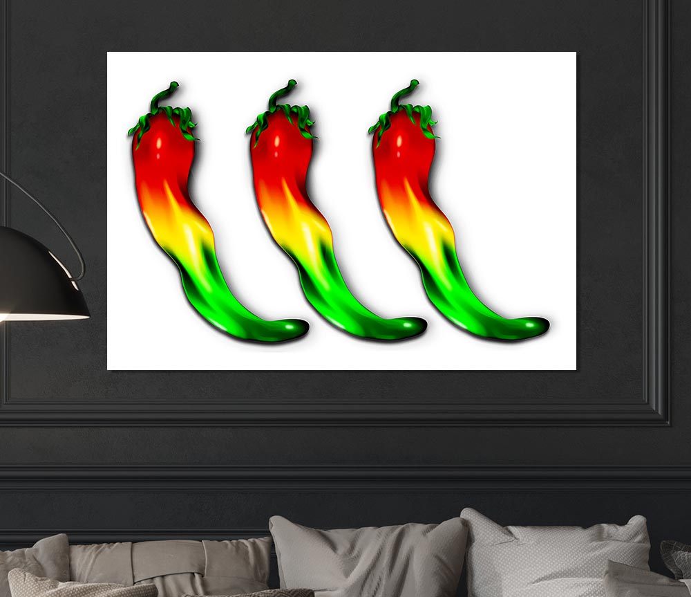 Chilli Trio Print Poster Wall Art