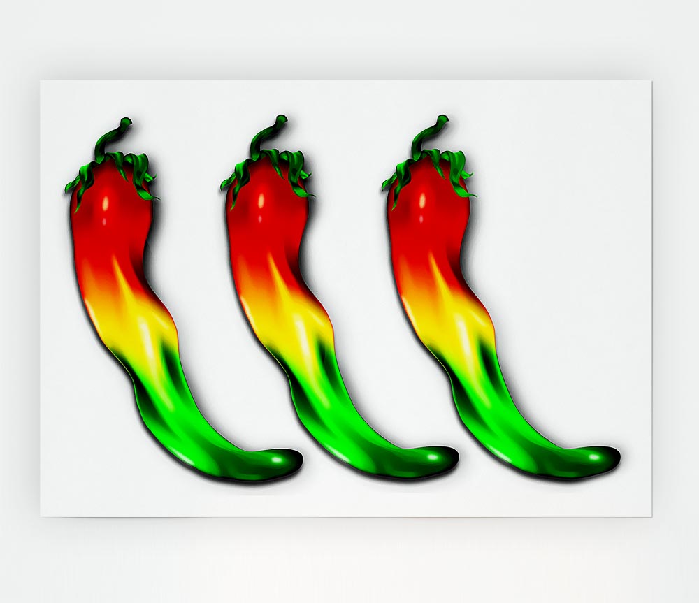 Chilli Trio Print Poster Wall Art