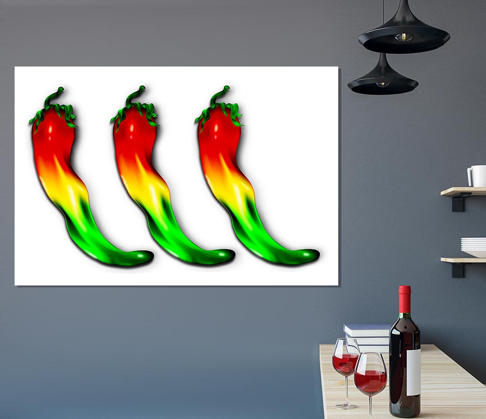 Chilli Trio Print Poster Wall Art