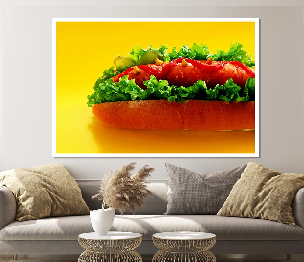 Hot Dog With Everything Print Poster Wall Art